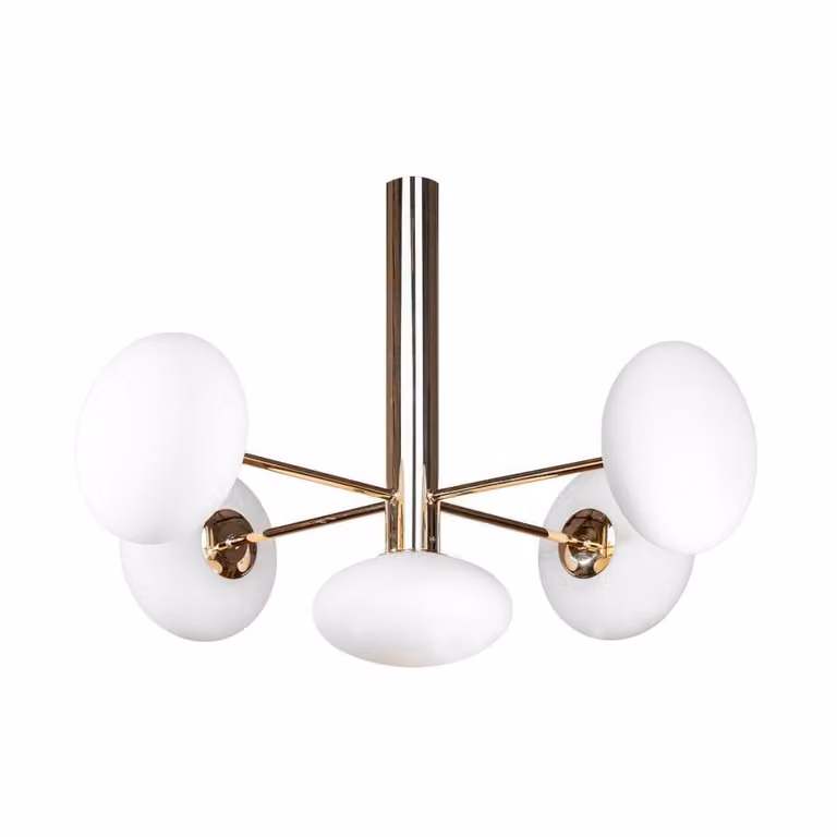 Lampadario OMI bianco e oro 5xG9x5W in vetro, dimensioni: 46x69x69 cm, IP20, linea Zuma