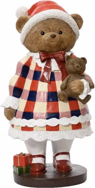 Orsetta natalizia Kaemingk multicolore in resina, Altezza: 57,5 cm