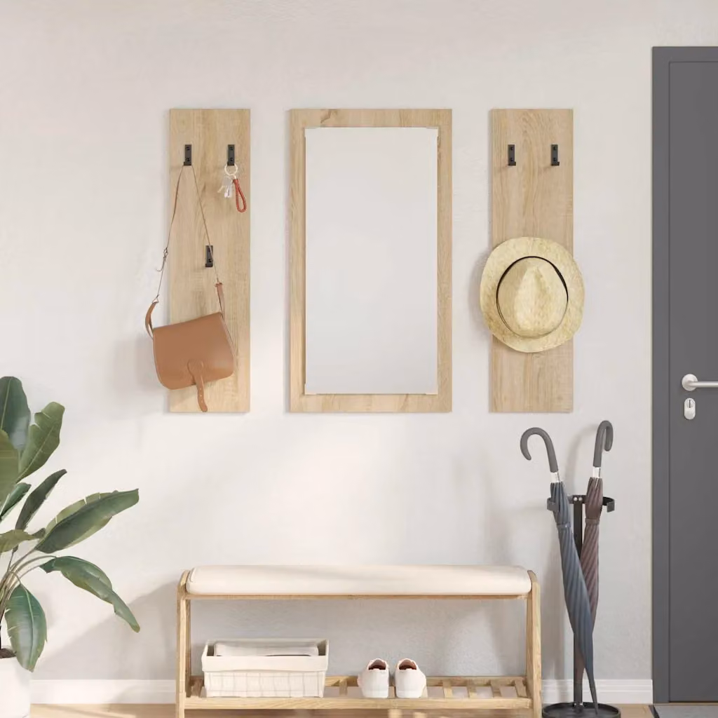 Appendiabiti a muro vidaXL moderno in legno marrone L: 96 cm, P: 1,5 cm, H: 90 cm