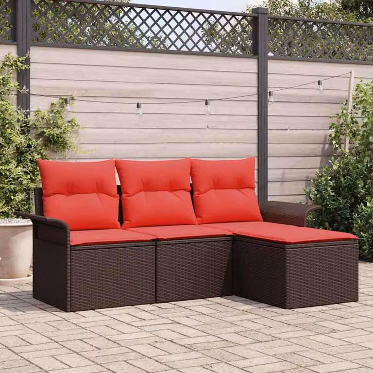 Maison Exclusive - Set da giardino composto da 4 pezzi, divano in rattan sintetico marrone