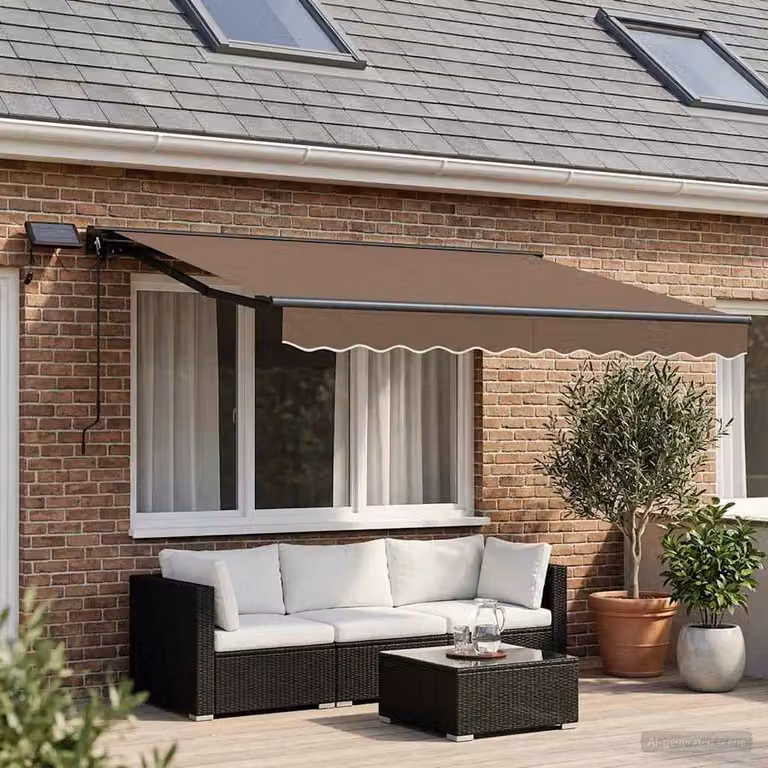 vidaXL Tendalino a Semi-Cassonetto con LED e Telecomando in Alluminio e Poliestere, L: 300 cm, P: 250 cm