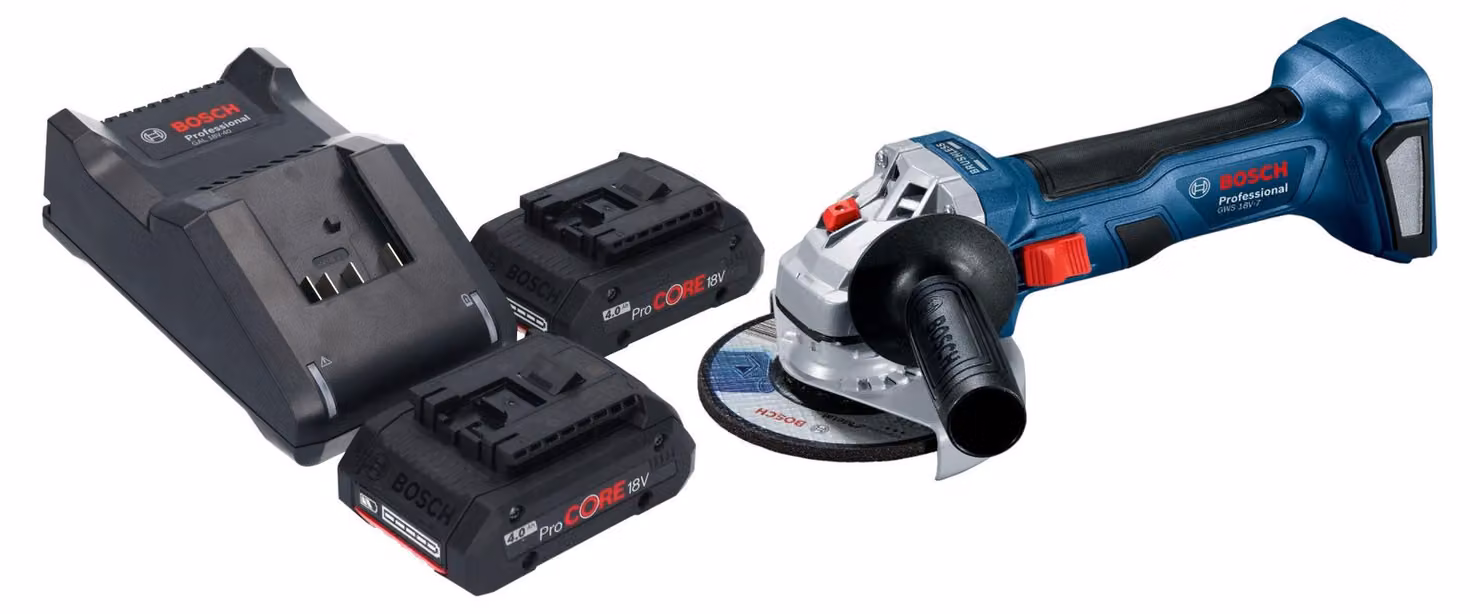 Bosch GWS 18V-7 Smerigliatrice angolare professionale a batteria 18 V 115 mm brushless + 2x batteria ProCORE 4,0 Ah + caricabatterie