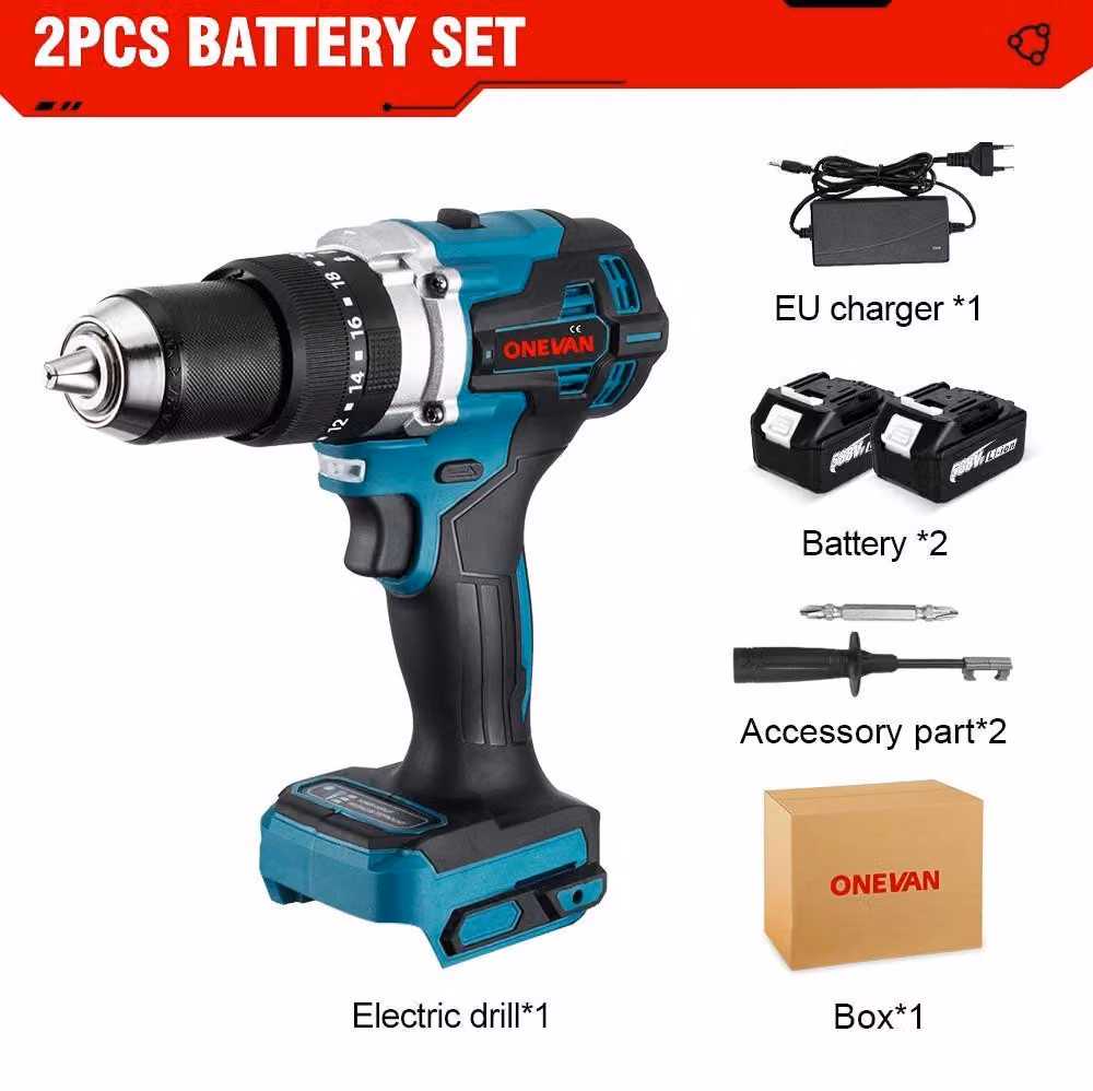 Avvitatore a percussione a batteria - 18 V - 650 Nm - 1500 W - Motore brushless - 2 batterie - Spina UE - Arancione/Nero