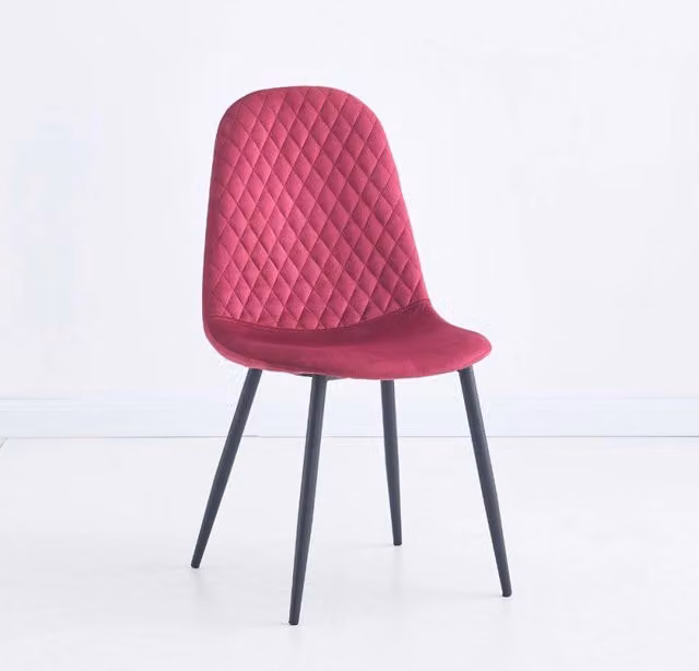 Sedia imbottita Bretta in vellutino colore rosso e gambe nere set 4 pezzi