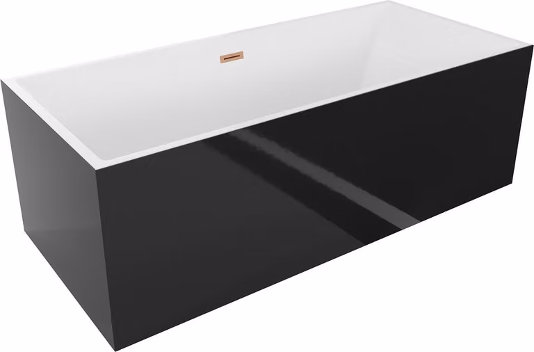 Mexen Vigo vasca da bagno freestanding 178,5 x 80 cm, bianca/nera, troppopieno rame spazzolato - 51251788075-65