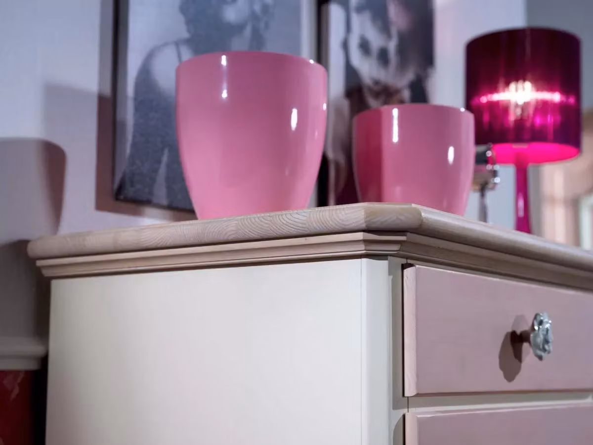 Comò con 5 cassetti in legno di abete Mobili 2G rosa e miele L/P/H: 118 x 52 x 99 cm – 4