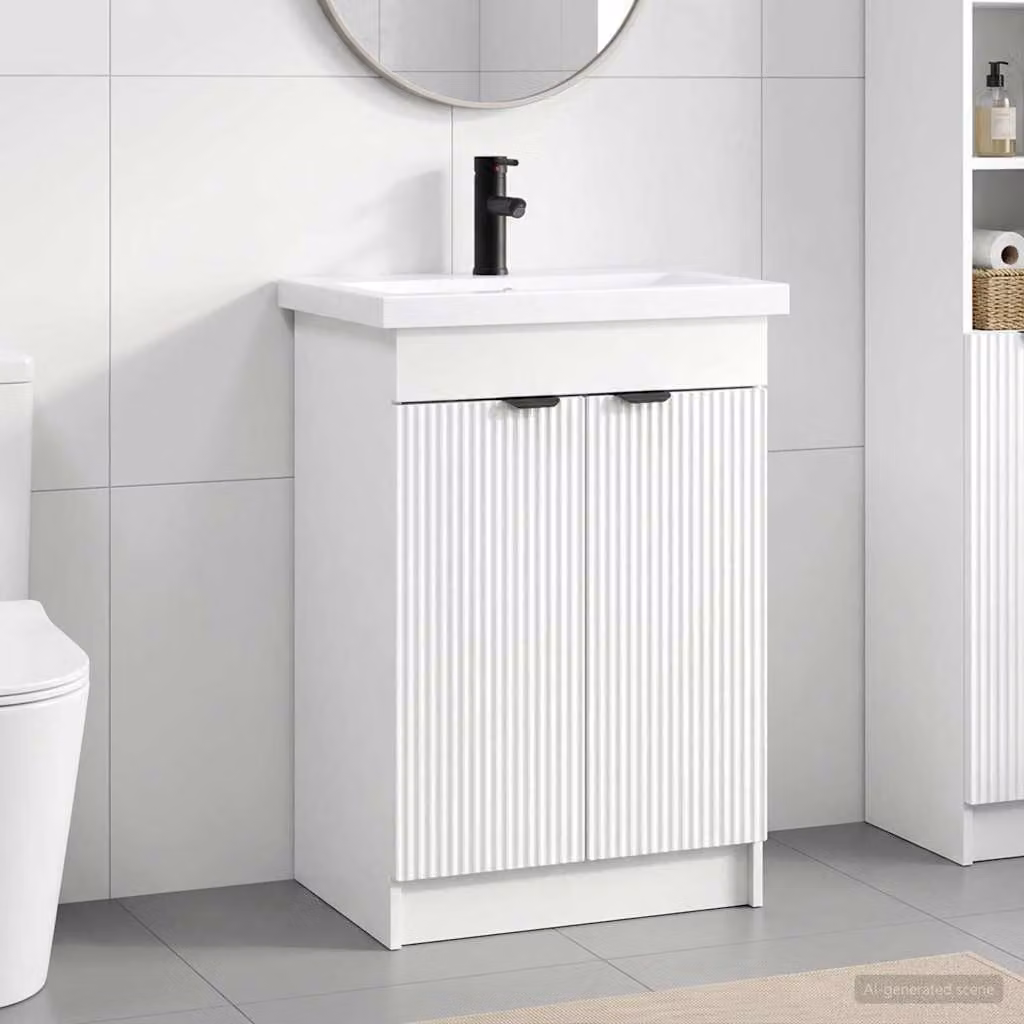 Set di mobili per il bagno moderno vidaXL Bianco L: 78,5 cm, P: 37,5 cm, H: 81 cm