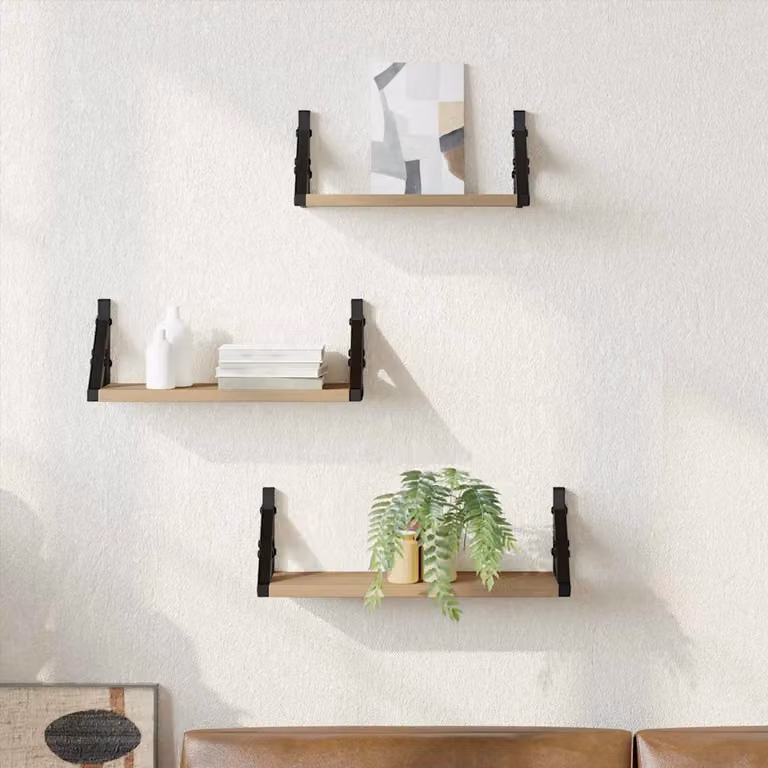 Set di 3 Scaffali da parete vidaXL in Quercia Fumosa, L 37 x P 12 x H 13 cm