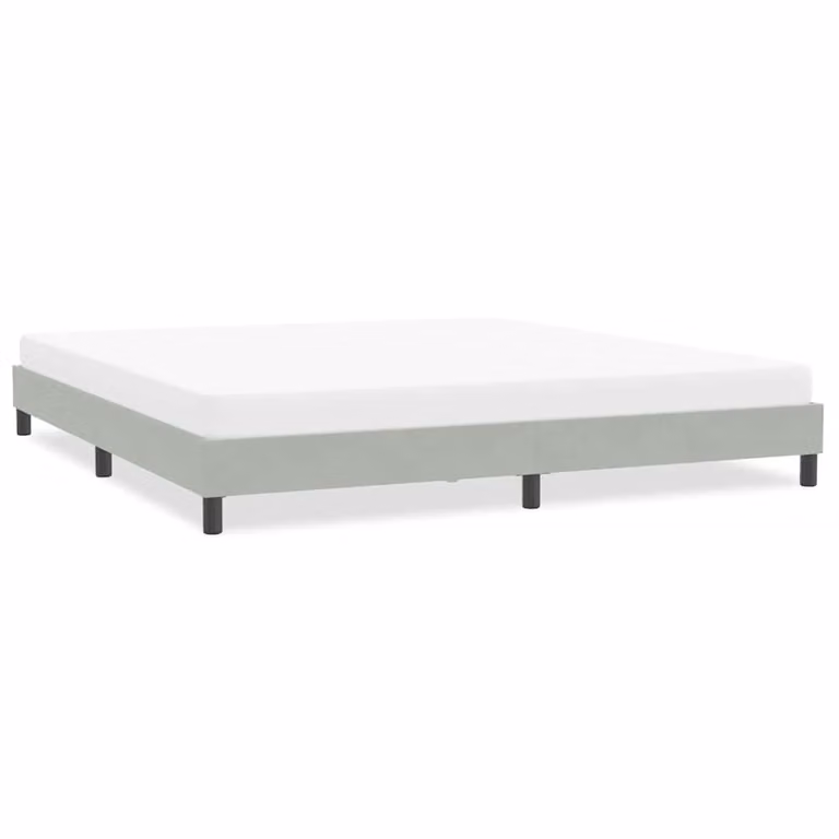 vidaXL Giroletto imbottito in velluto Grigio Chiaro con doghe in legno L/P/H: 203 x 223 x 200 cm