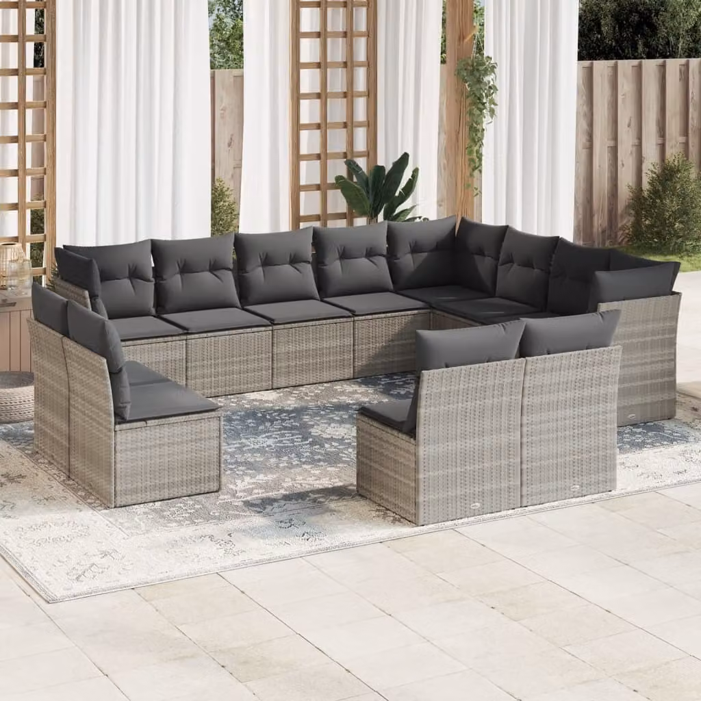 Maison Exclusive - Set Divano Giardino 12 pz con Cuscini Grigio Chiaro Polyrattan