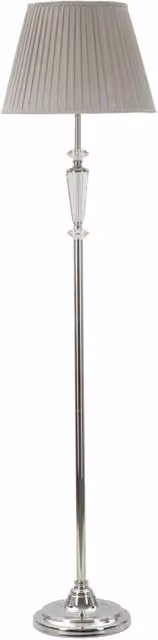 Lampada da terra Charme1921 color argento e grigio in metallo, vetro e tessuto, H: 164 cm, Ø: 40 cm