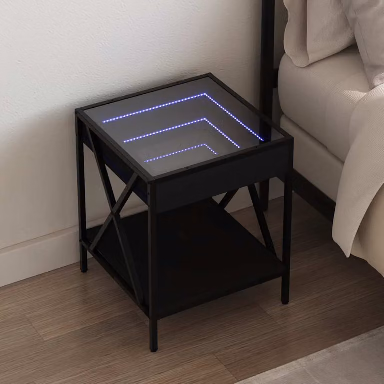 Comodino con LED Infinity vidaXL Nero L 40 cm, P 40 cm, H 49 cm