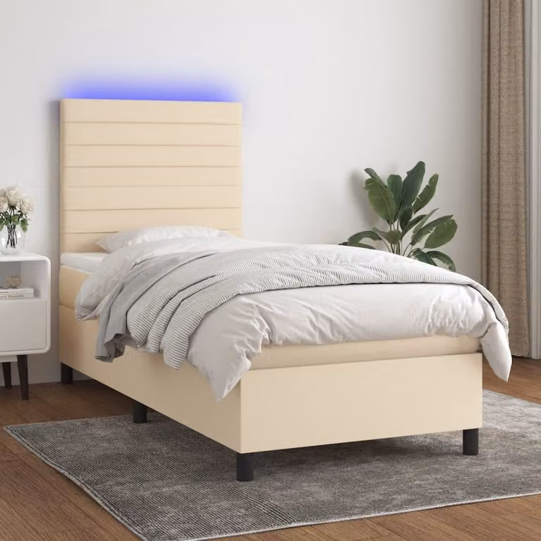 Maison Exclusive - Letto a Molle con Materasso e LED Crema 90x200 cm in Tessuto