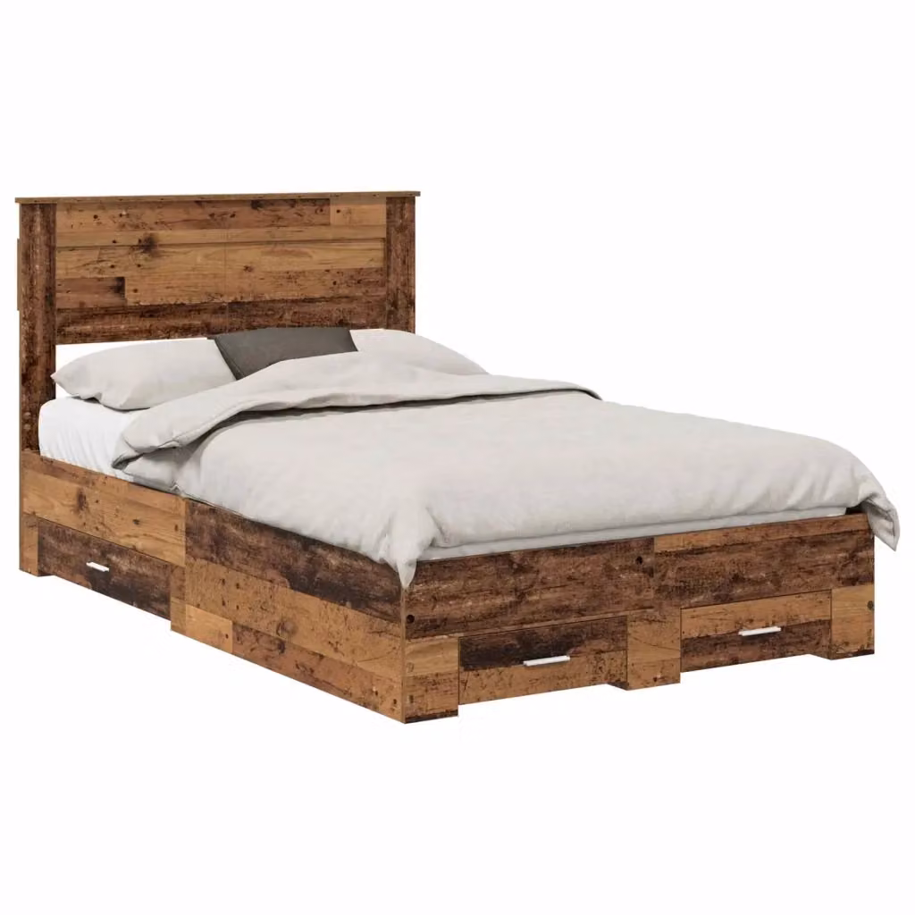 Struttura del letto con cassetti vidaXL in legno effetto vecchio marrone L 120 x P 200 cm – 2