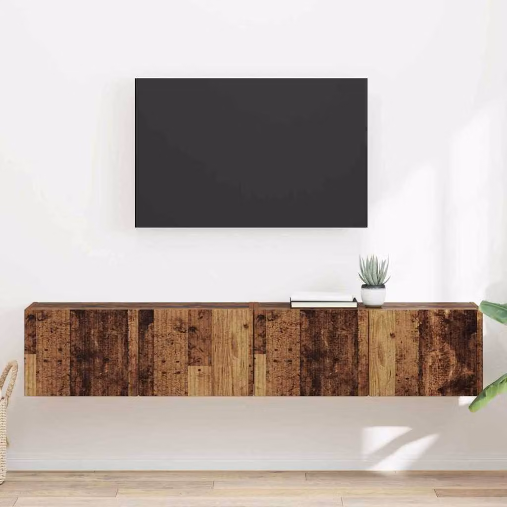 Set di 2 mobili TV da parete vidaXL in legno marrone stile moderno L/P/H: 78,5 x 30,0 x 29,5 cm