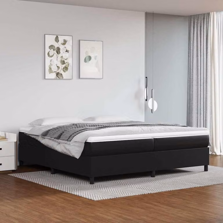 Letto Ibrido vidaXL con Giroletto a Molle e Materasso in Similpelle Nero, L/P: 200 x 200 cm