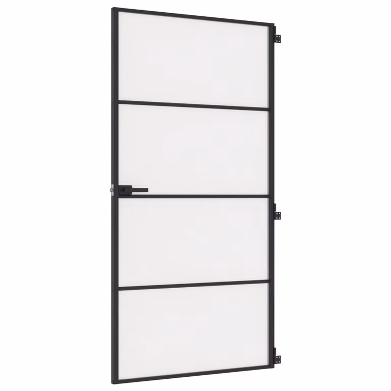 Porta Interni Sottile Nera 102,5x201,5Vetro Temperato Alluminio