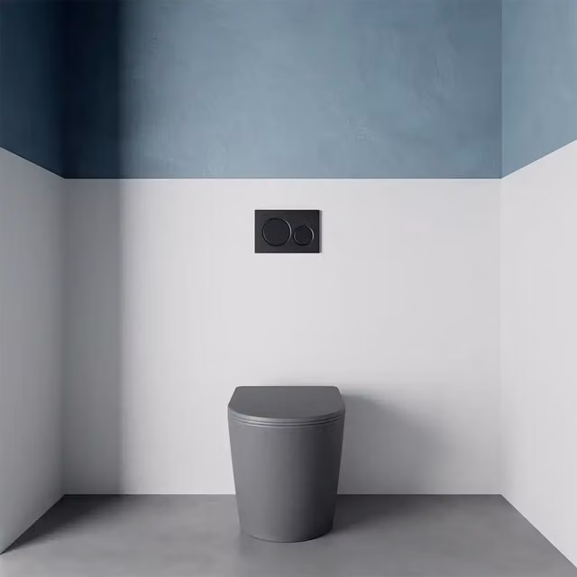 Vaso WC filomuro rimless in ceramica grigio opaco con sedile soft-close | Vienna