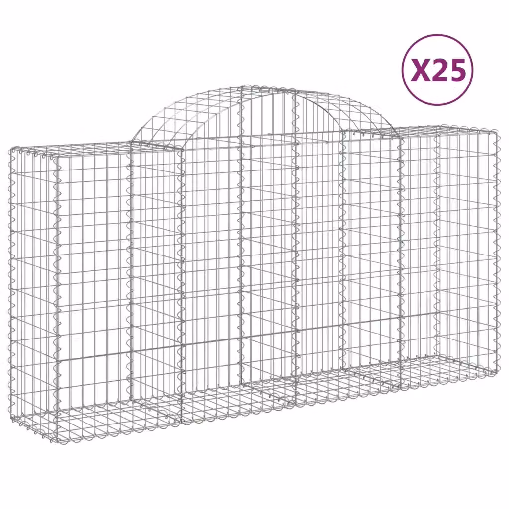 Set di 25 Cesti Gabbioni ad Arco Videx in Acciaio Zincato Argento L: 200 cm, P: 50 cm, H: 100/120 cm – 2