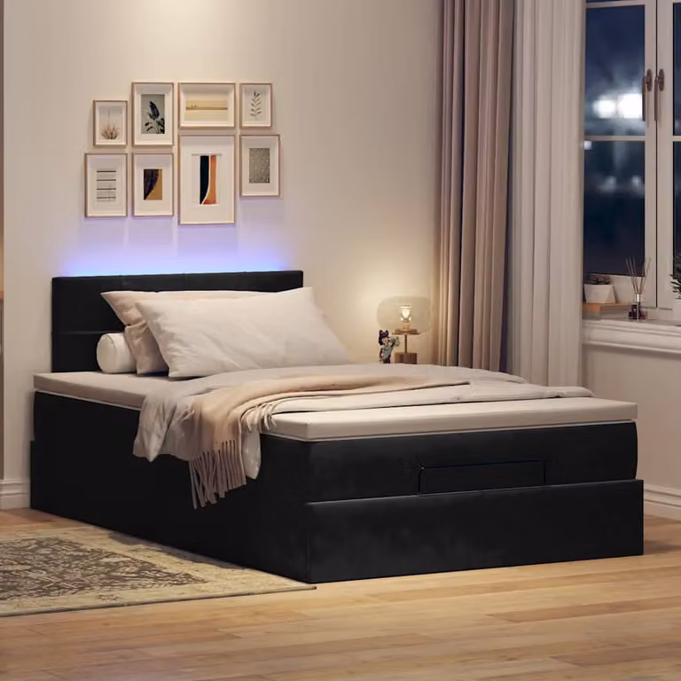 Maison Exclusive - Pouf Letto con Materasso e LED Nero 120x190cm in Velluto