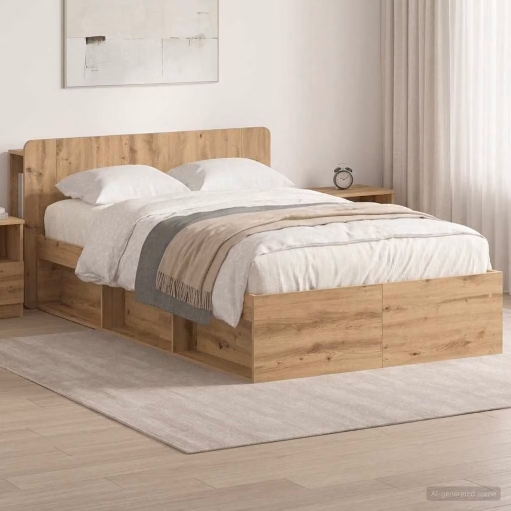 vidaXL Telaio letto moderno con cassetti in legno marrone L/P/H: 200 x 120 x 135 cm