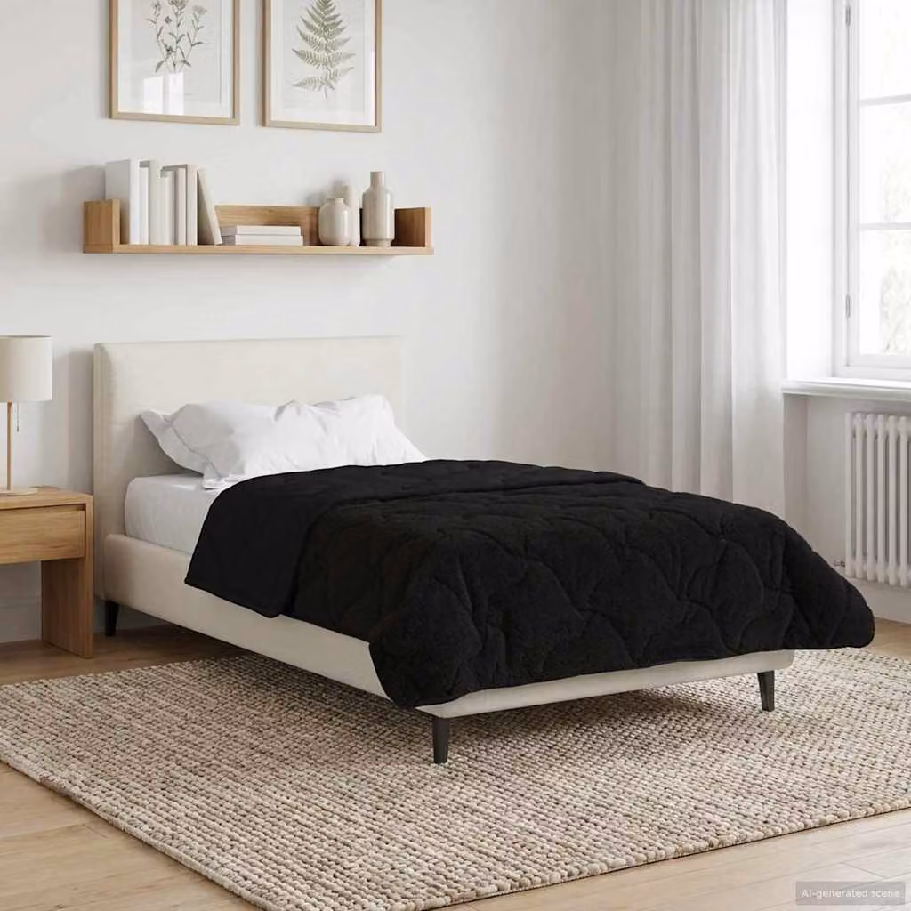 Piumino estivo traspirante e reversibile vidaXL in microfibra nero L/P/H: 135 x 200 cm