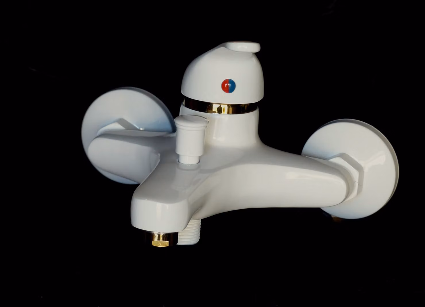 Rubinetto per vasca da bagno, rubinetteria da bagno, bianco/oro