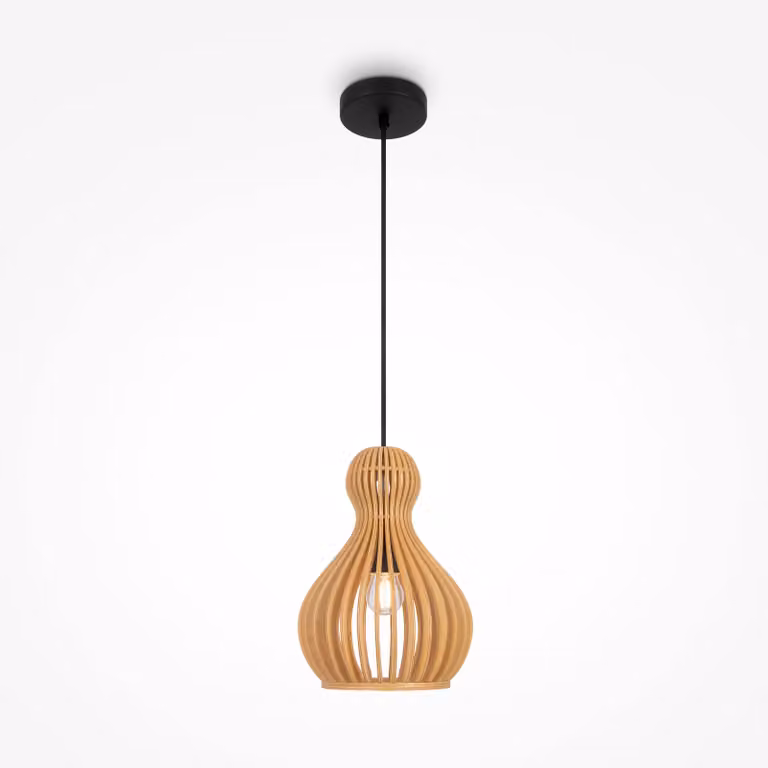 Maytoni lampada a sospensione in legno nero Ø20cm E27 40W, collezione Roots