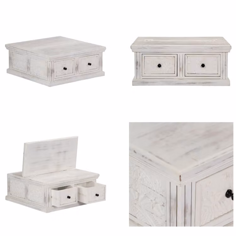 vidaXL Tavolino bianco 70x70x30 cm in legno massiccio di mango - Tavolino - Tavolini - Tavolino di legno - Tavolini di legno
