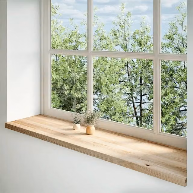 Set di 2 davanzali in legno massello di rovere color marrone naturale vidaXL L/P/H: 160 x 40 x 2 cm