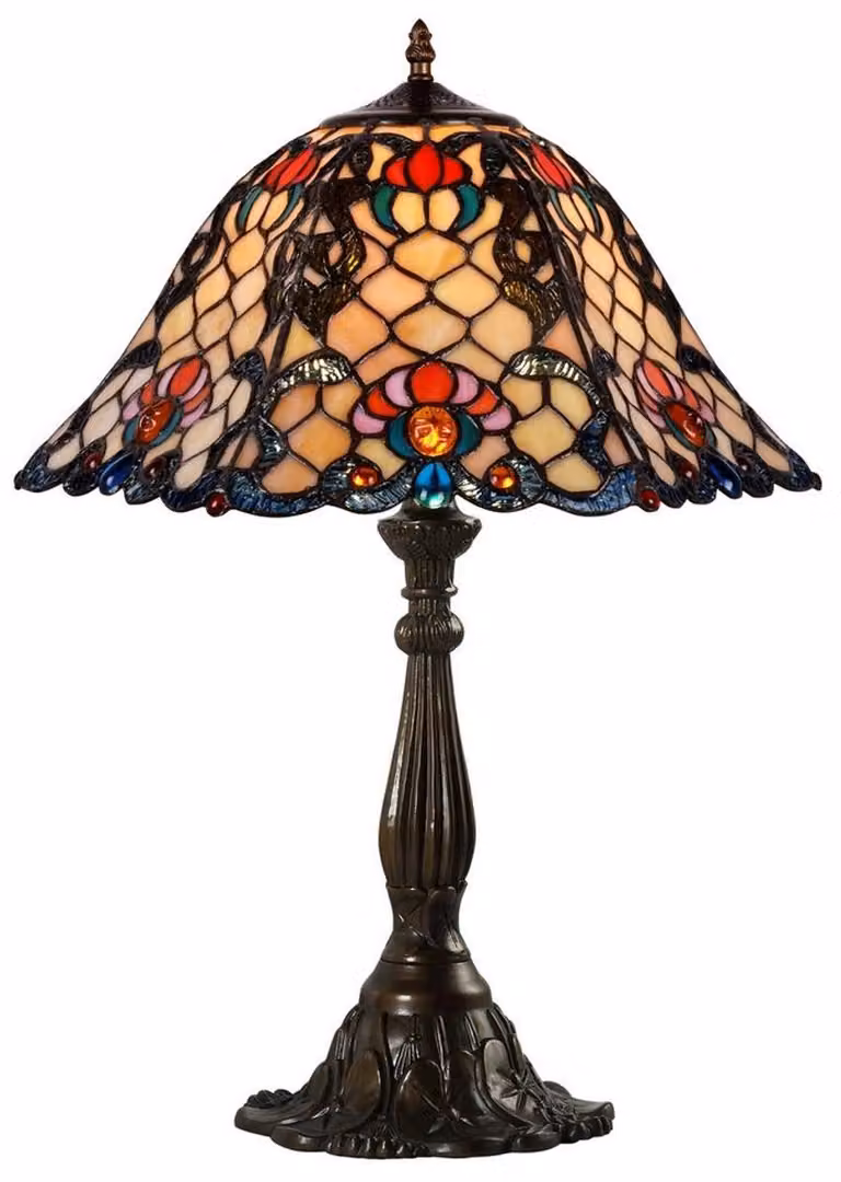 Casa Padrino Lampada da tavolo Tiffany Multicolore Ø 44,5 x H. 61 cm - Lampada da tavolo realizzata a mano con numerosi pezzi di mosaico di vetro
