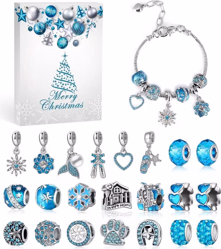 MJARTORIA Calendario dell'Avvento Gioielli Ragazze 2024 Adolescente 24 Sorprese Azzurro