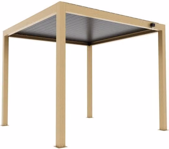 Pergola bioclimatica Atena IPERBRIKO in alluminio effetto legno beige e marrone L: 400 cm, P: 300 cm, H: 200 cm