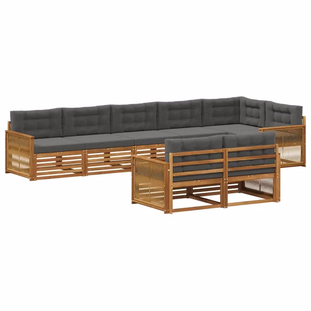 Set di divani da esterno vidaXL a forma di L in legno di acacia con cuscini, colore marrone e antracite – 2