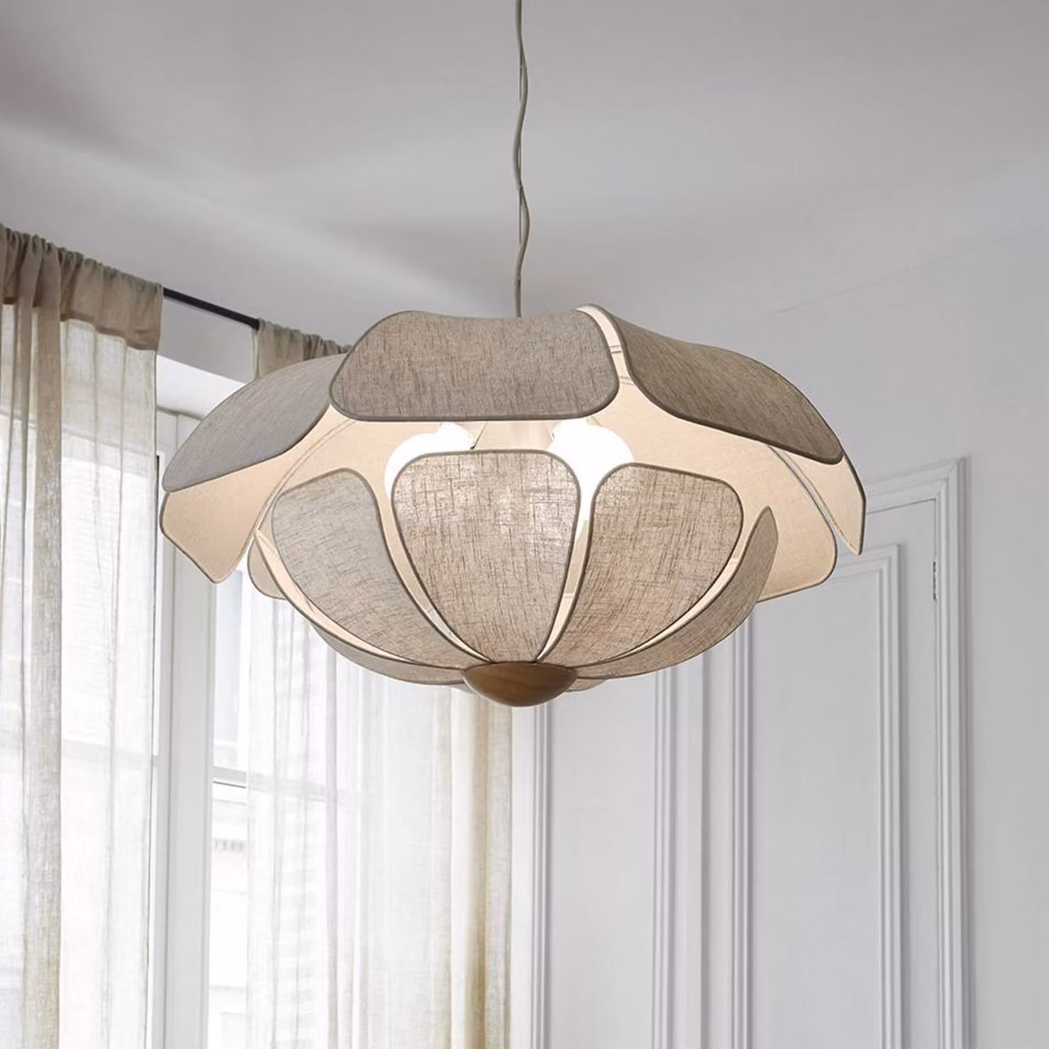 MARKET SET Lampada a sospensione Coquillage, dimmerabile, Crema / Ambra, Soggiorno / Sala da pranzo, Tessuto / Stoffa / Seta, Design, Lampada a sospensione