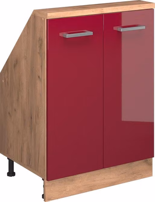 Mobile cucina sottotetto Vicco R-Line Rosso lucido 60 cm con 2 porte, Model 58267