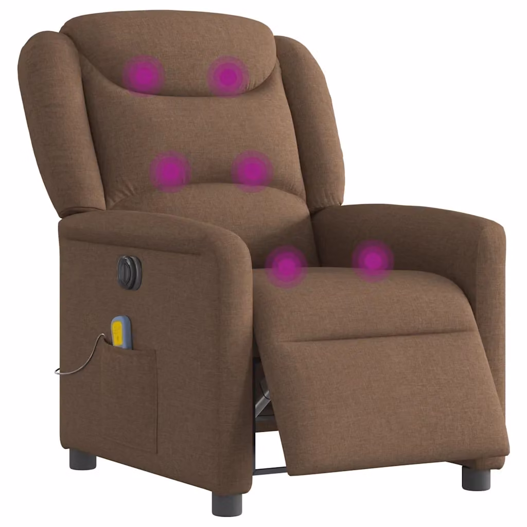 Poltrona Relax Reclinabile Elettrica vidaXL in Tessuto Marrone con Braccioli – 2