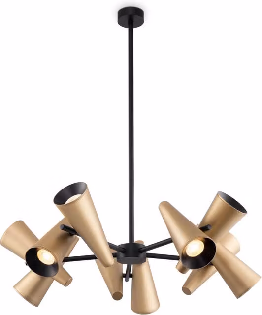 Lampadario a sospensione Maytoni Giro in ottone con 10 faretti GU10 regolabili e dimmerabili