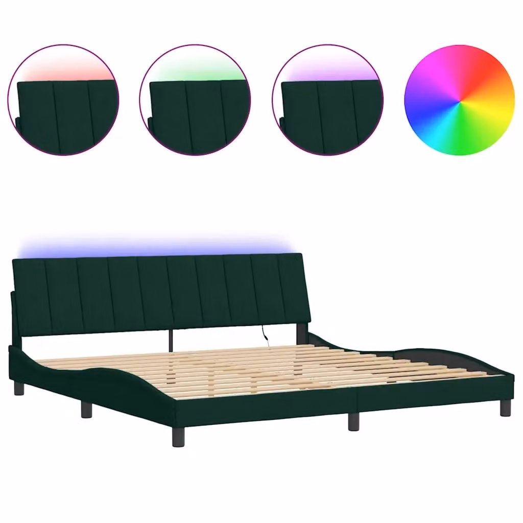 Giroletto Hanko vidaXL in Velluto Verde con LED e Porta USB, L/P: 200 x 200 cm – 2