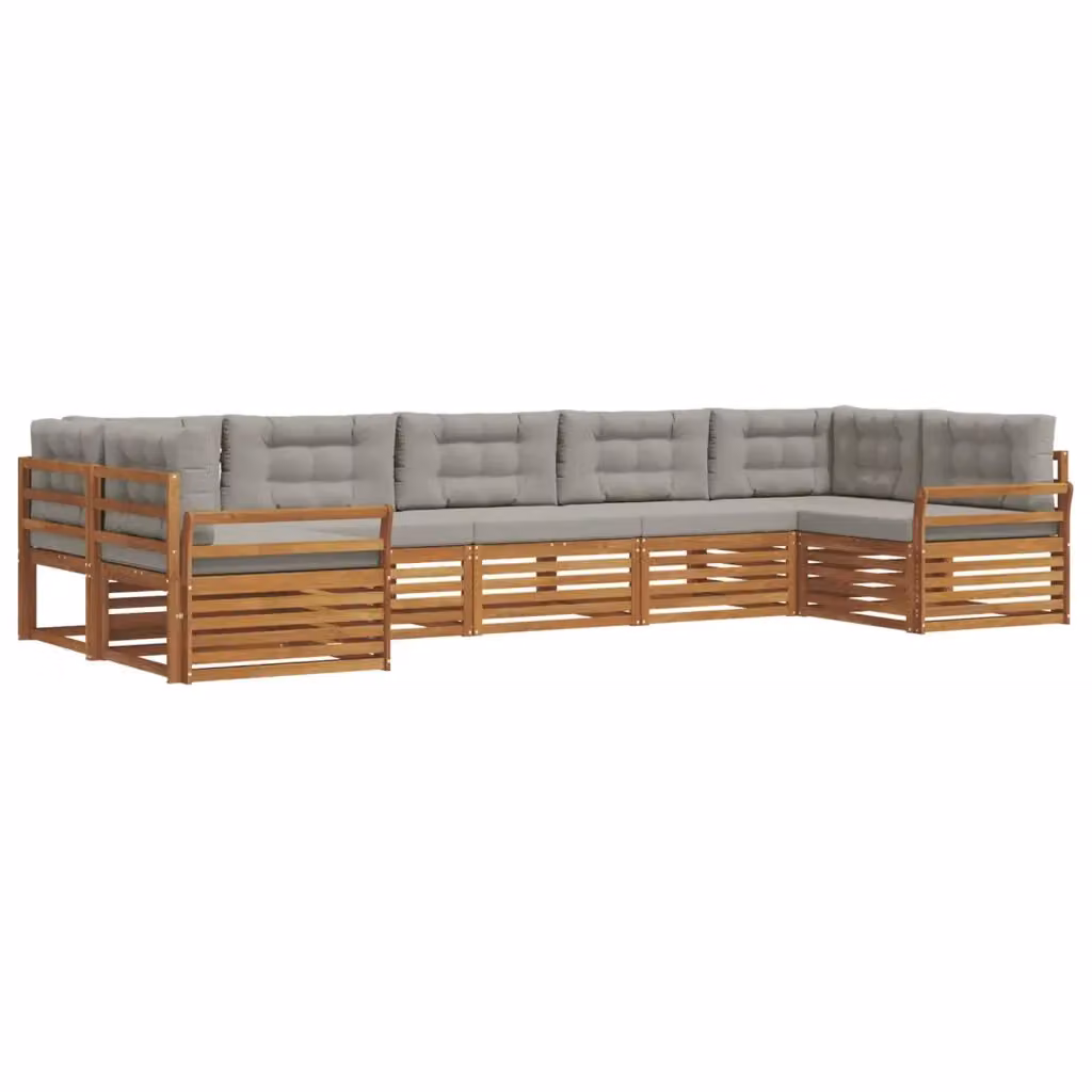 Set di divani da esterno a L vidaXL in legno di acacia con cuscini grigi – 2