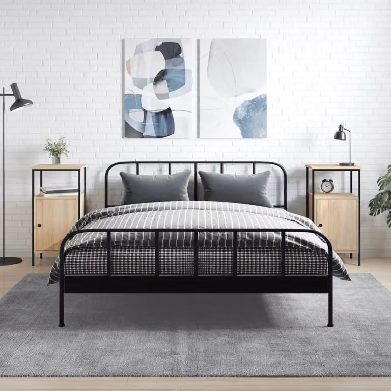 Set di 2 comodini vidaXL in legno e metallo stile industrial, colore marrone e beige, L/P/H: 41 x 31 x 80 cm