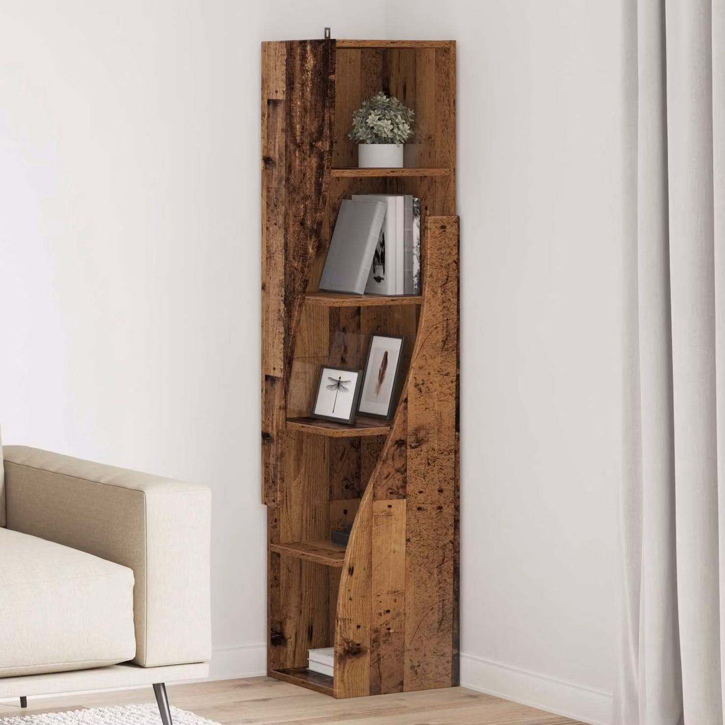 Mobile angolare vidaXL in legno ingegnerizzato effetto legno vecchio marrone L/P/H: 32 x 32 x 140 cm