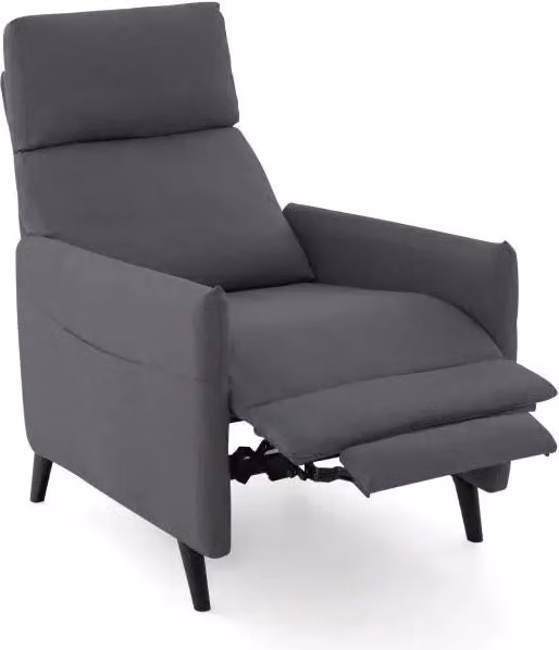 Poltrona Relax Reclinabile Push Back in Tessuto di Lino Grigio Scuro Schienale Regolabile Poggiapiedi per Soggiorno Casa 81x68x106 cm