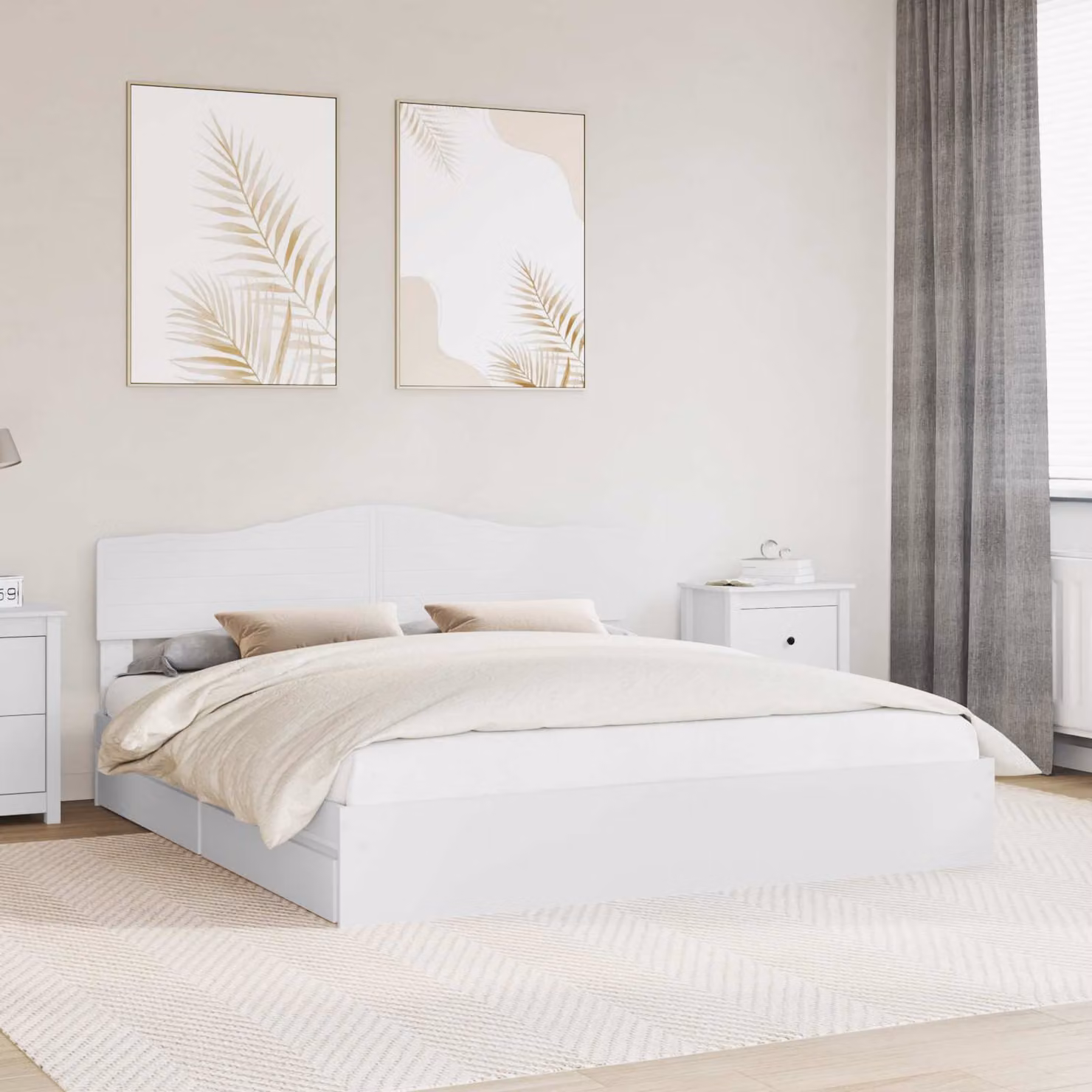 Letto con contenitore vidaXL in legno ingegnerizzato bianco, L/P/H: 180 x 200 x 90 cm
