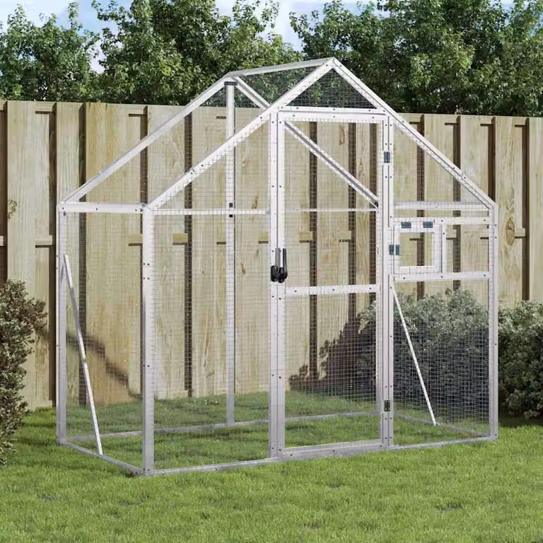 Voliera vidaXL in alluminio color argento L/P/H: 179 x 100 x 185 cm