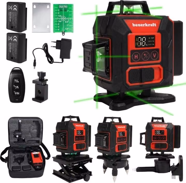 Livello laser verde 4D a 360°, 16 linee