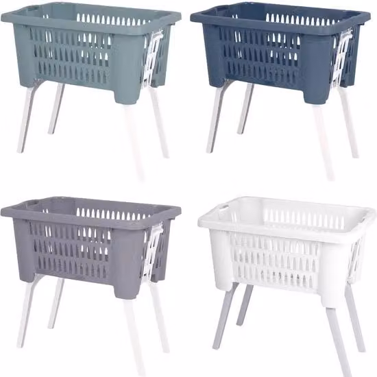 Cesto per il bucato Curver in rattan con gambe ripiegabili e asse da stendibiancheria, capacità 38 litri, verde e multicolore