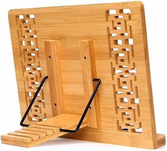 Portariviste regolabili in bambù con motivo retrò, eleganti, per la cucina o l'ufficio