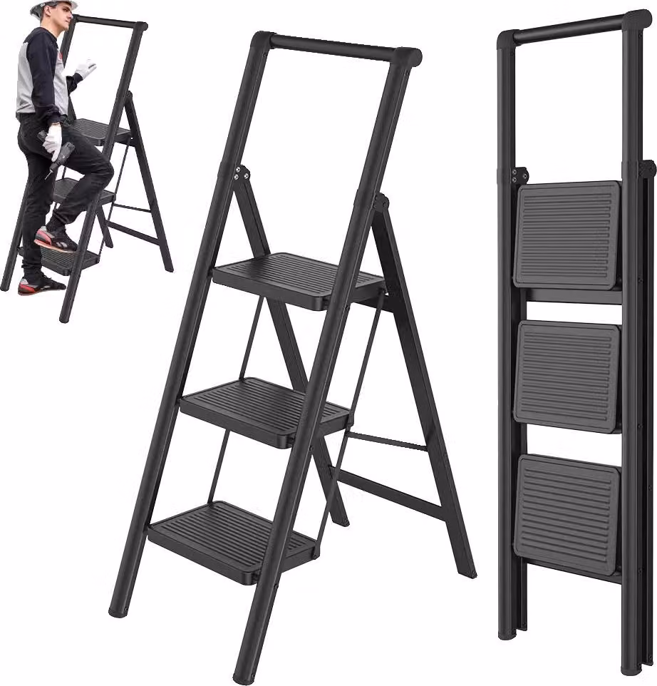 Scala a pioli, realizzata Acciaio al carbonio e lega di alluminio, con una capacità di carico di 150 kg, 3-5 pioli, gradini antiscivolo e un design leggero