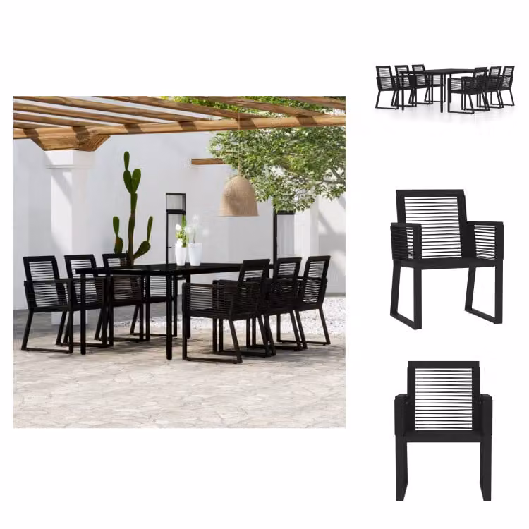 vidaXL set da pranzo da giardino 7 pezzi nero - Set di mobili da giardino